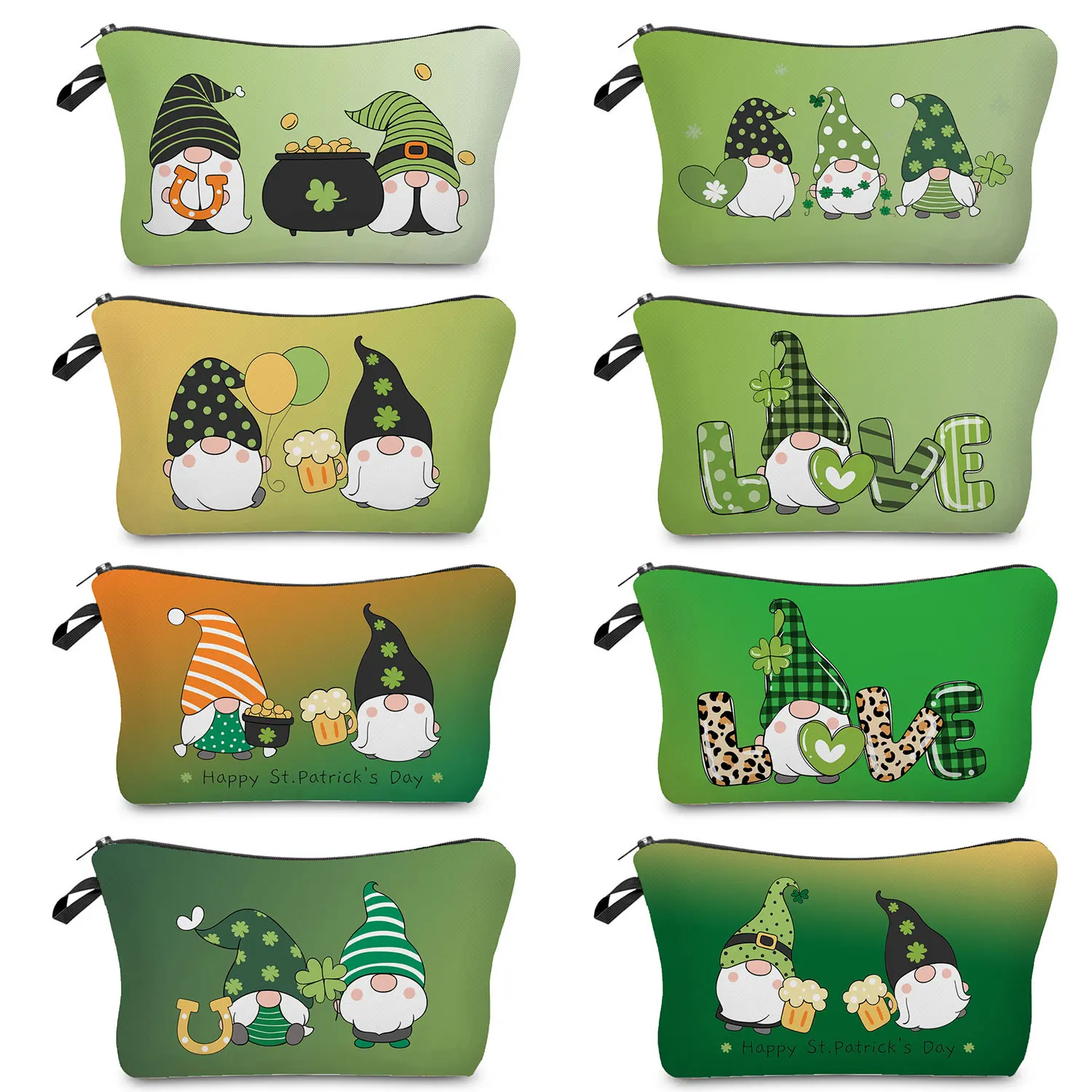 

Colorful St. Patrick's Day Women Clutch Phone Bag Happy Party Portable Cute Gnomes Printed Cosmetic Bags Beach Travel Makeup Bag