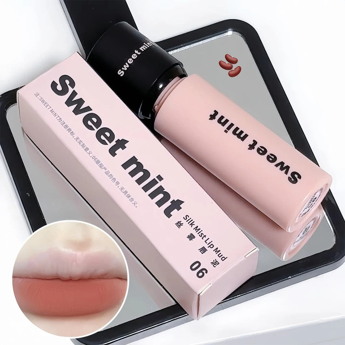 립글로스 매트 벨벳 립 글레이즈, 귀여운 한국 디자인, 립 메이크업 틴트, 오래 지속되는 방수 립스틱 화장품, 6 가지 색상 