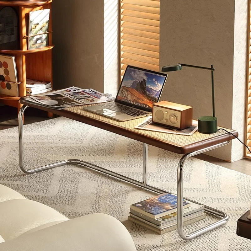 Solid Wood Rattan Bench French Vintage Long Dining Chair Entryway Shoe Bench Black End of Bed Stool Sofa Coffee Table Seating