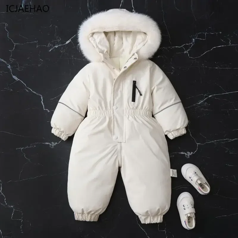 Newborn Romper Thickened Warm Jumpsuit Winter Hooded Trend Toddler Baby Clothes Boy Girl Solid Color Fashion Coat Winter
