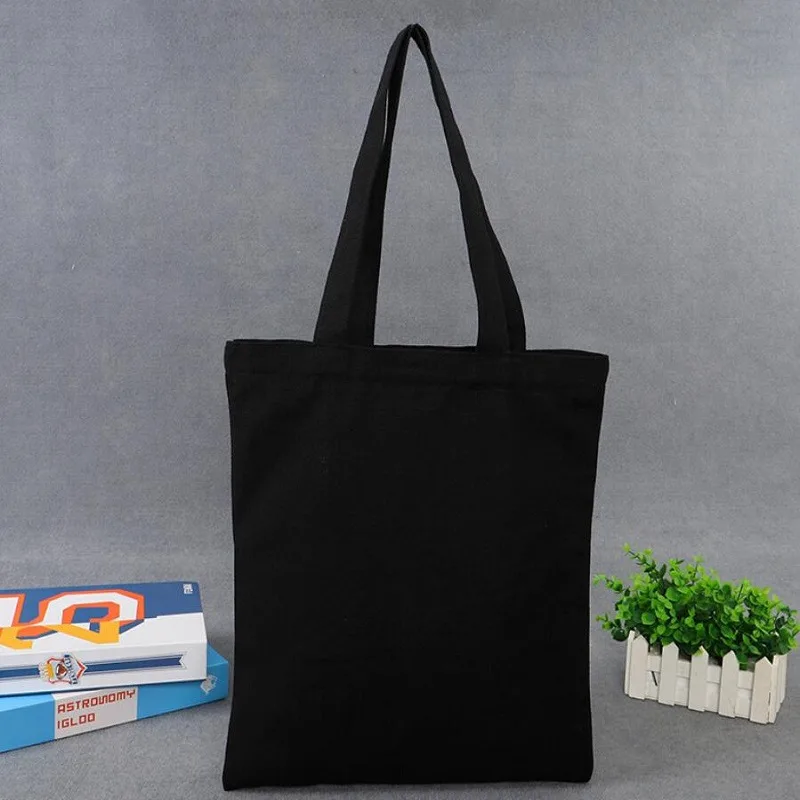 10 pcs  Reusable Shopping Bag Large Folding Tote Unisex Blank  Design Eco Foldable Cotton Canvas Handbag accept customize logo 3