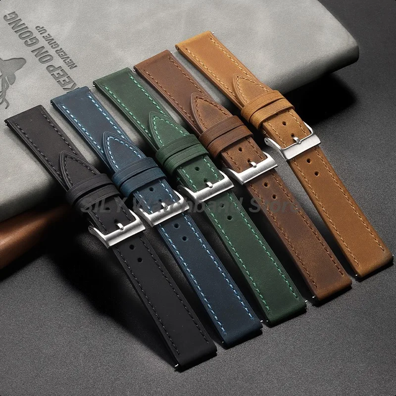Vintage Brown Calfskin Leather Watch Strap - Premium Soft Wristband