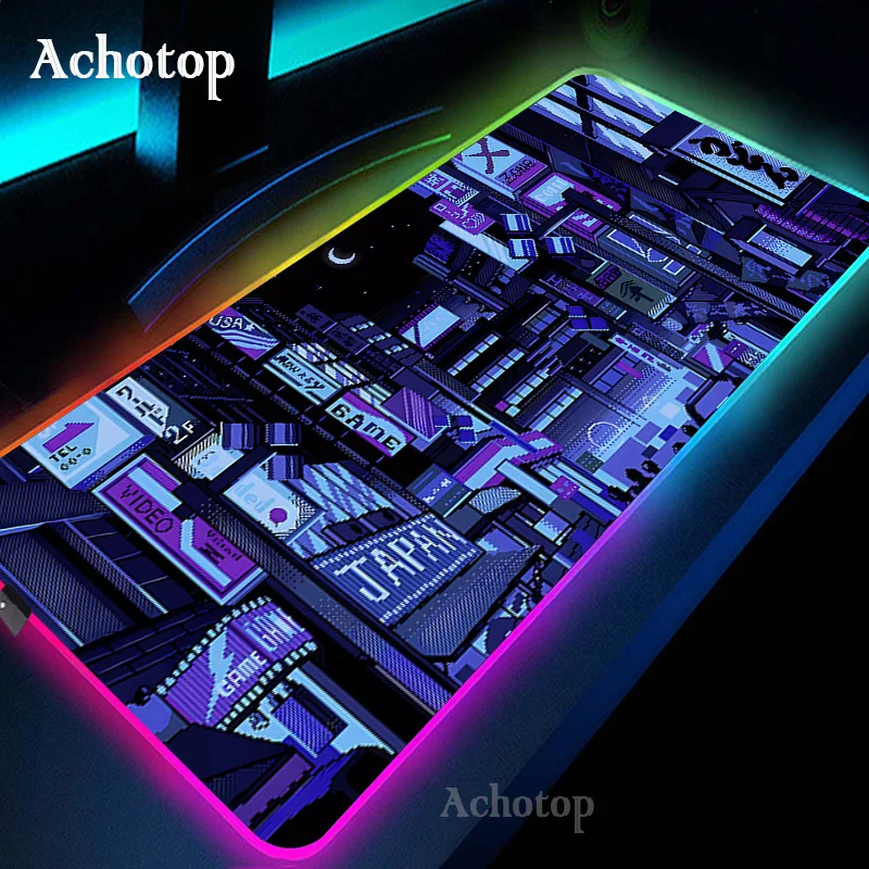 thumbnail image 1 of Alfombrilla de ratón para juegos RGB neón arte japonés alfobrilla de ratón ordenador grande para juegos LED alfombrilla XXL Mause Pads PC Gamer 900x400mm alfombrilla de escritorio, 1 of 5