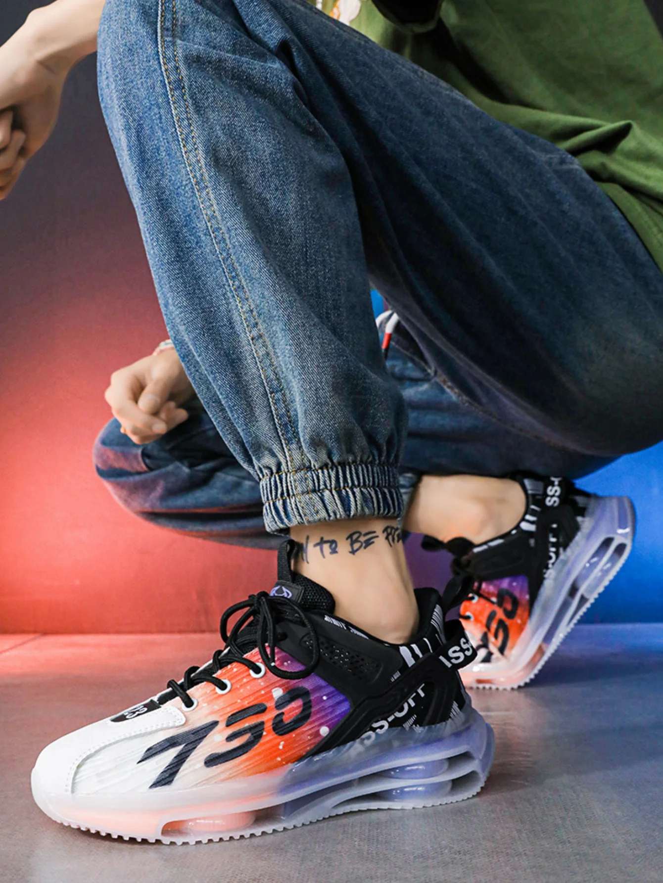 Men's Fashionable Road Running Shoes, Lightweight Casual Sports Shoes, Tennis Training Shoes, Casual Fashion Fitness Shoes, Comfortable Soft Soles, Mesh Lace-Up Sports Shoes, Fitness Shoes