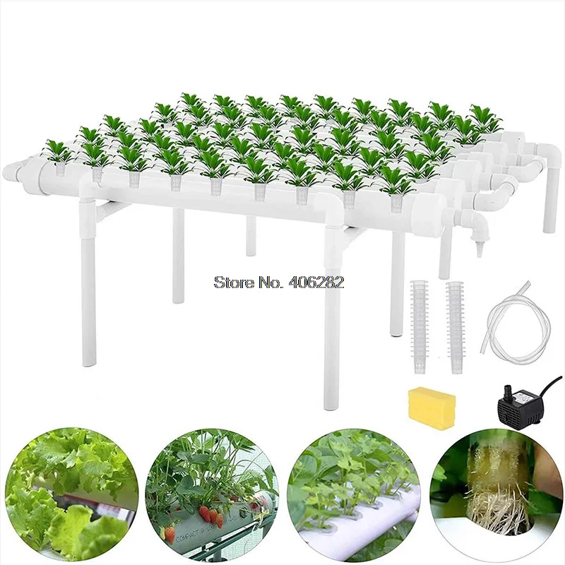 

54 Holes Hydroponic Piping Site Grow Kit Deep Water Culture Planting Box Gardening System Nursery Pot Hydroponic Rack 220V