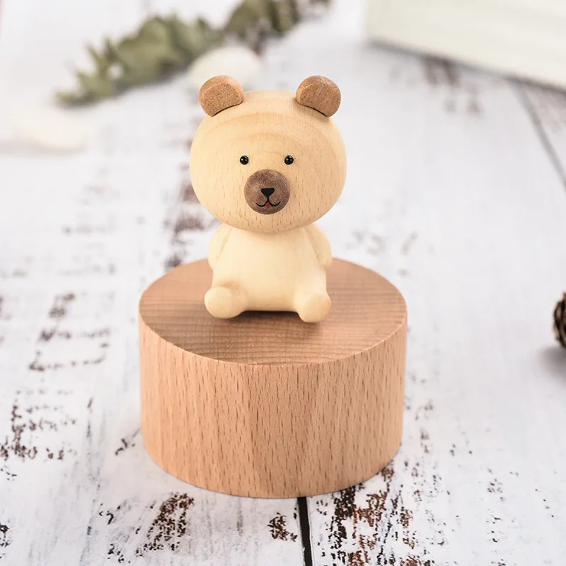 Cute Rotating Animal Music Box Castle in the Sky Children Toys Creative Gift Wooden DIY Music Box Craft Birthday Present music box carousel music box