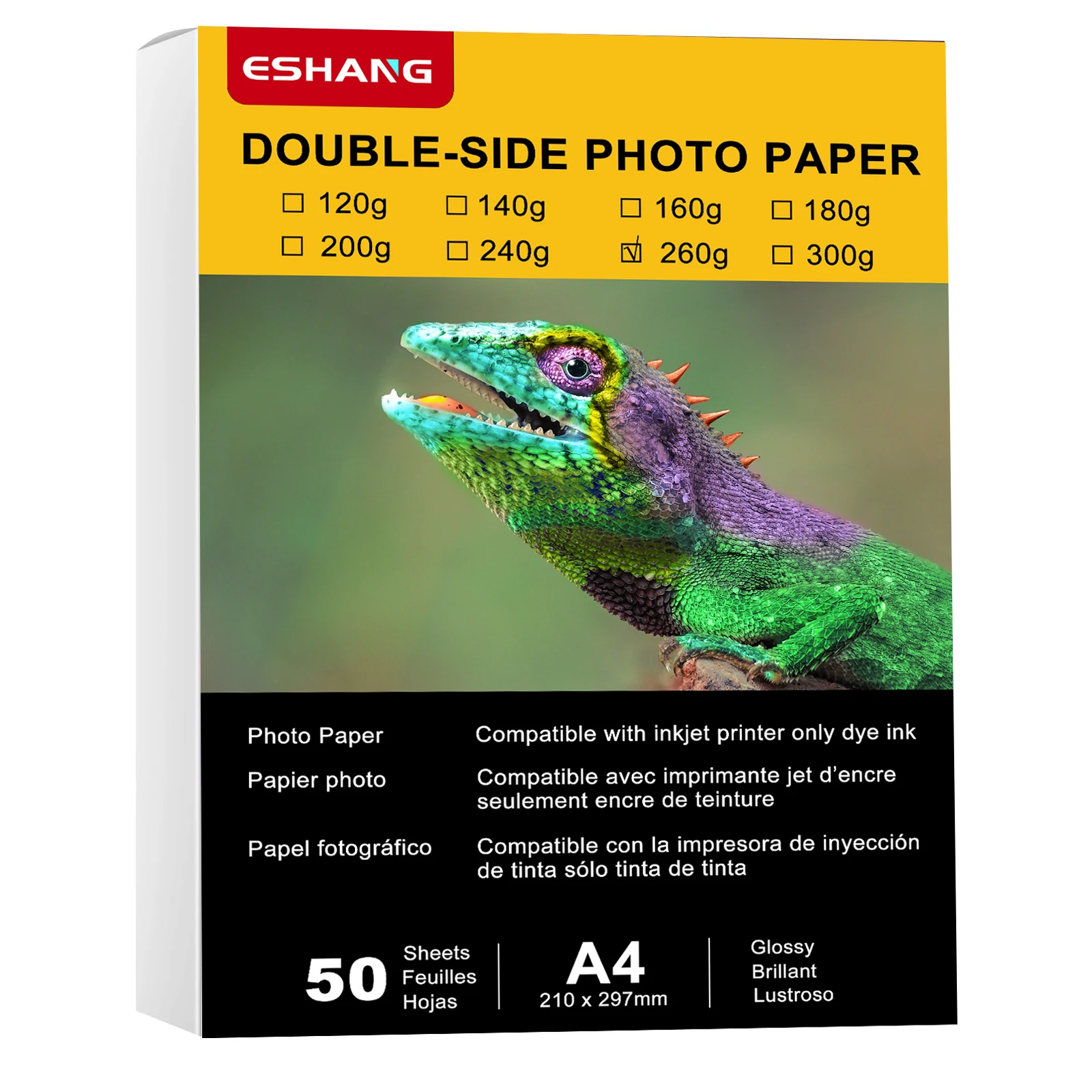 Yeni 50 yaprak A4 260gsm fotoğraf kağıdı 8.3x11.7 inç çift taraflı parlak ağır fotoğraf kağıdı sadece mürekkep püskürtmeli yazıcı için uygun