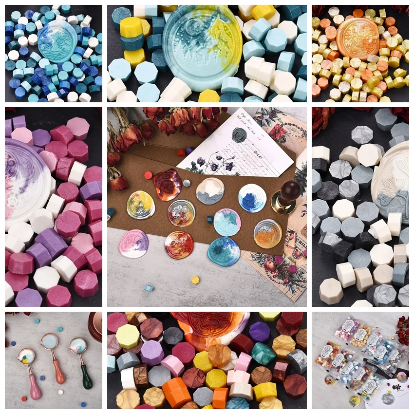 Sealing Wax Beads 100Pcs Retro Color Seal Stamp Wax for Seal Scrapbook Material Wedding Birthday Party DIY Art Decor Supply