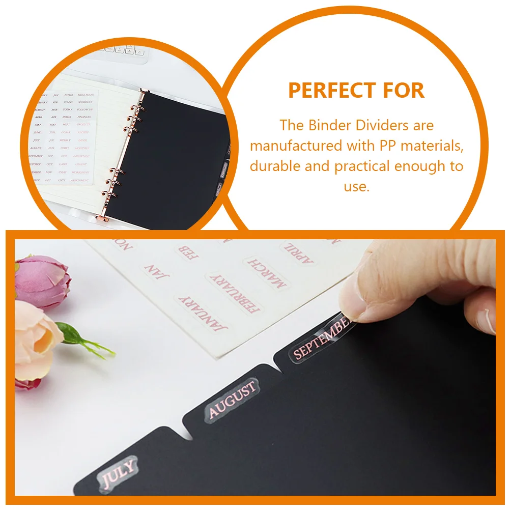 thumbnail image 2 of 6 PCS A5 Black Binder Dividers - 6-Ring Planner Dividers For Organization 2 of 11