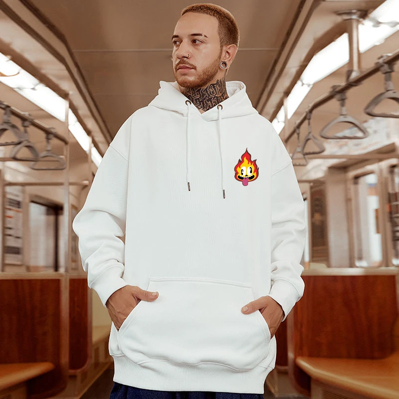 Casual Style Fashion Sweater Hooded Autumn And Winter Literary Trend New Men's Pullover Popular Print And Plush