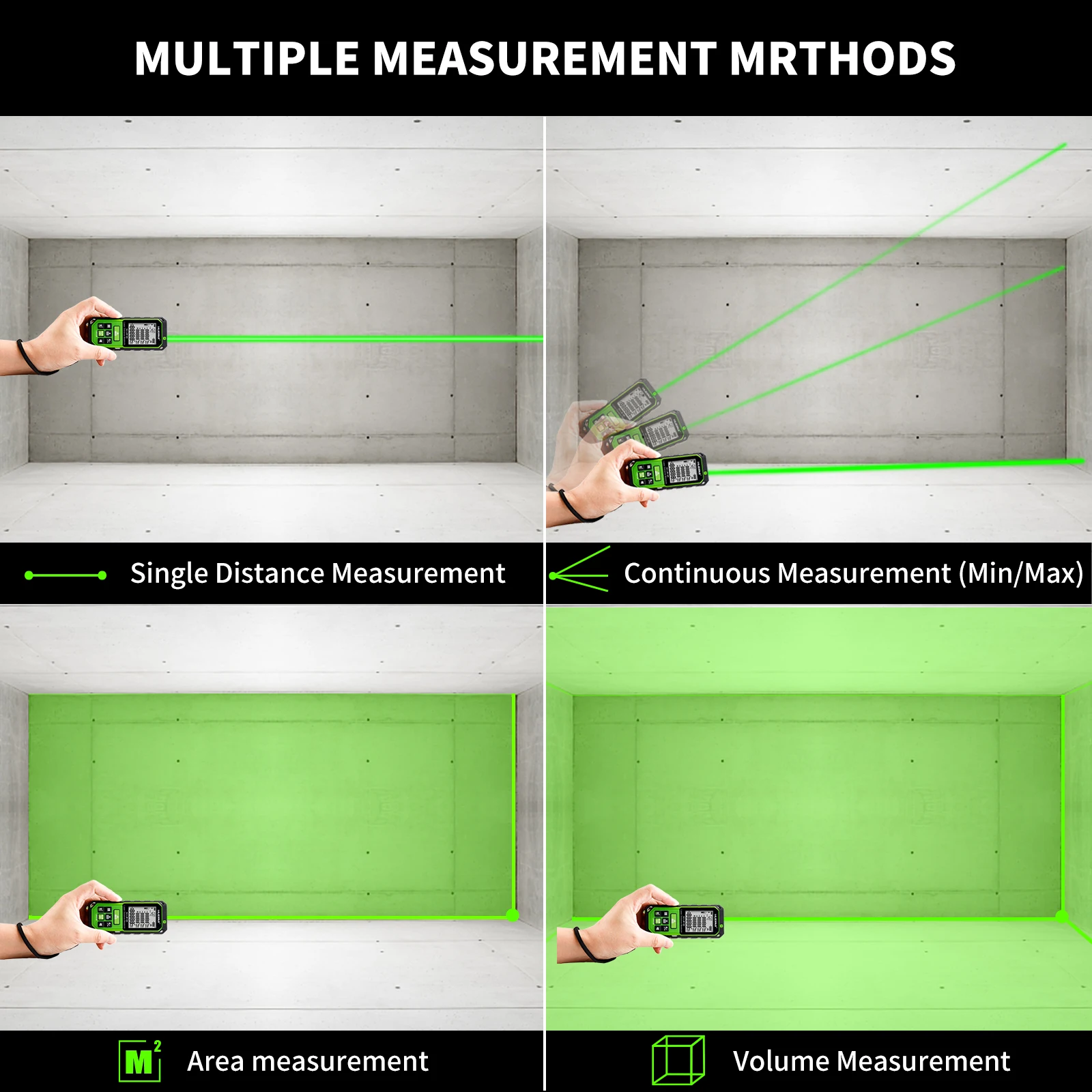 100M Green Beam Laser RangeFinder Distance Measure Rechargeable Measurement Tool