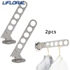 2pcs 5 Holdes Stainless Steel Creative Rotatable Wall-mounted Clothes Hanger Storage Rack Home Closet Foldable Clothes Hanger 1