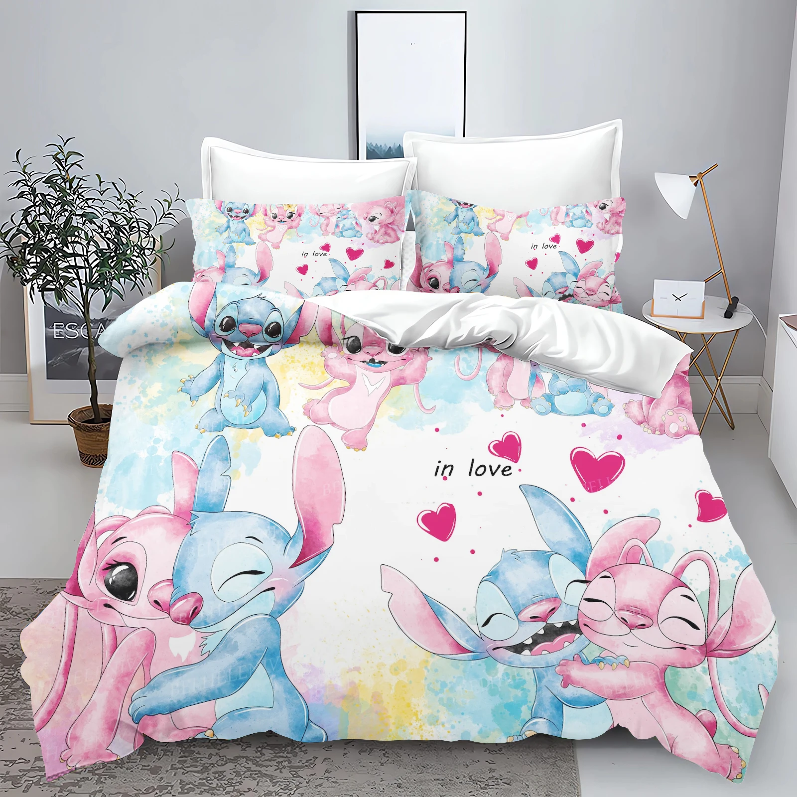 Description Picture 2 of itemStitch Bedding Set Queen Quilt Cover Cute Printed Cartoon Children's Adults Polyester Reactive Printing Twill