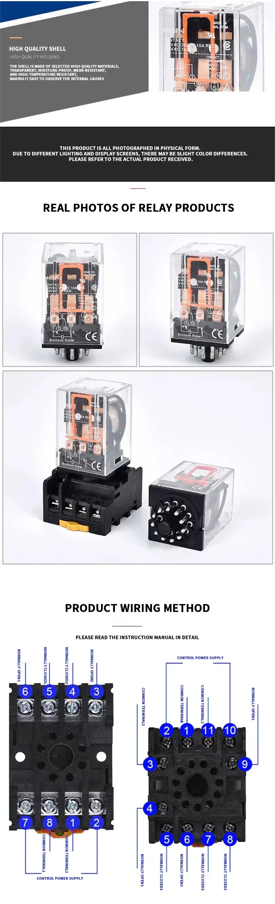 MK2P-I MK3P-I High Power Intermediate Relay Copper Coil Silver Contact General Micro Mini Electromagnetic Relay AC220V/DC24V