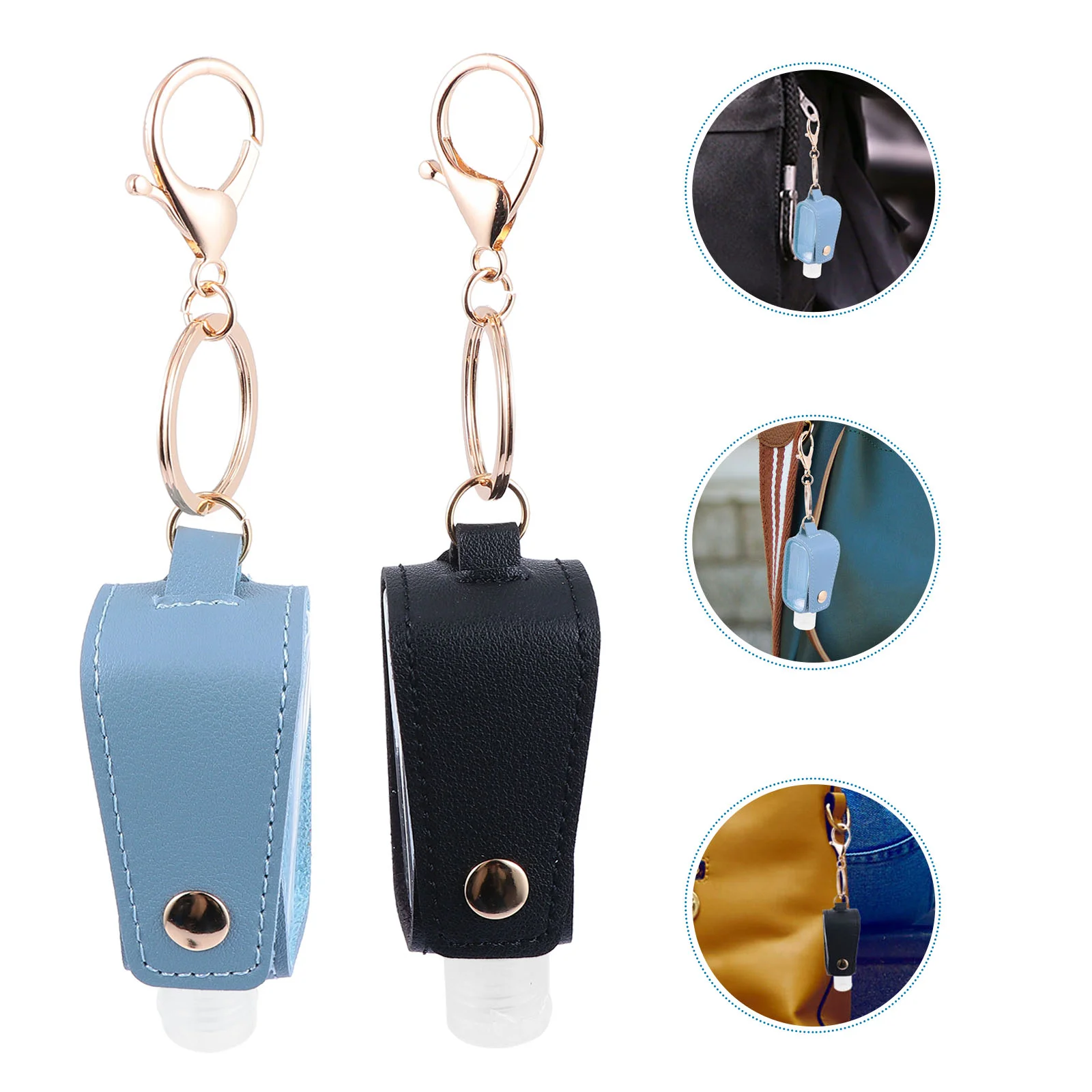 

4 Pcs Key Chain Bottle Cover PU Keychain Bottles Lotion Storage Container Travel