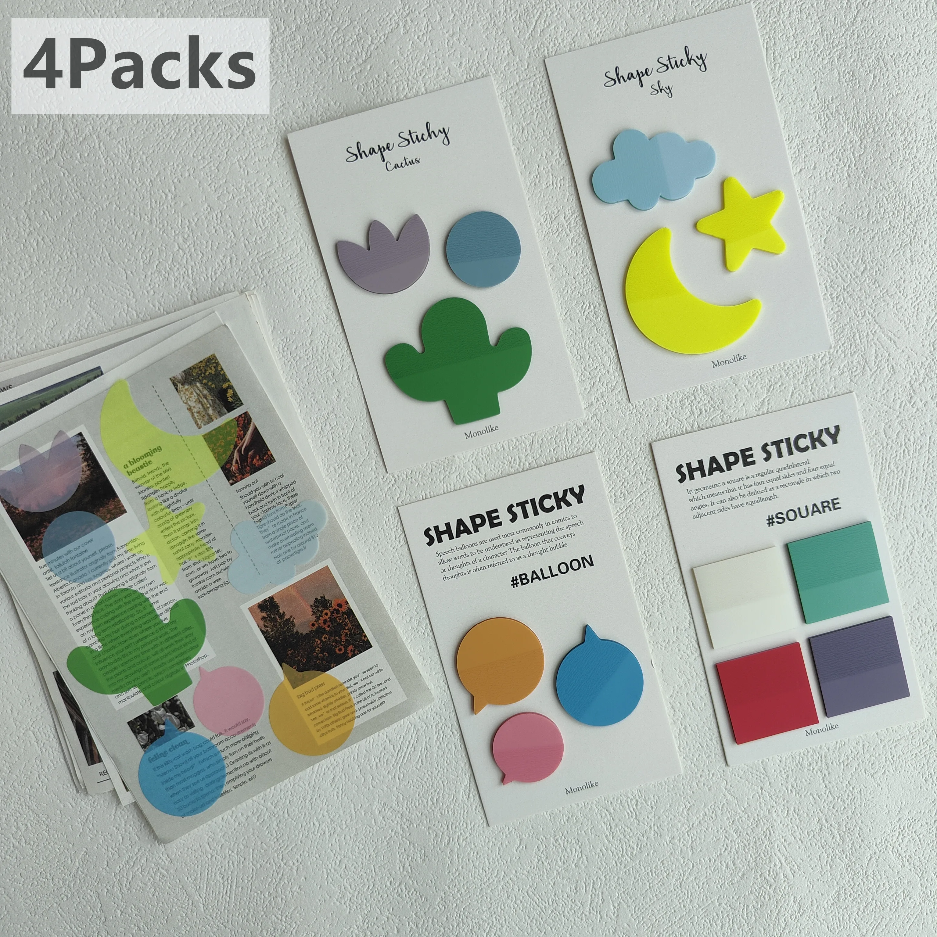 4Packs-480Sheets-Transparent-Sticky-Notes-Pad-Waterproof-Self-Adhesive ...