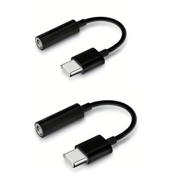 Premium USB Type - C to 3.5mm Audio Adapter Cable (Black 2pcs)