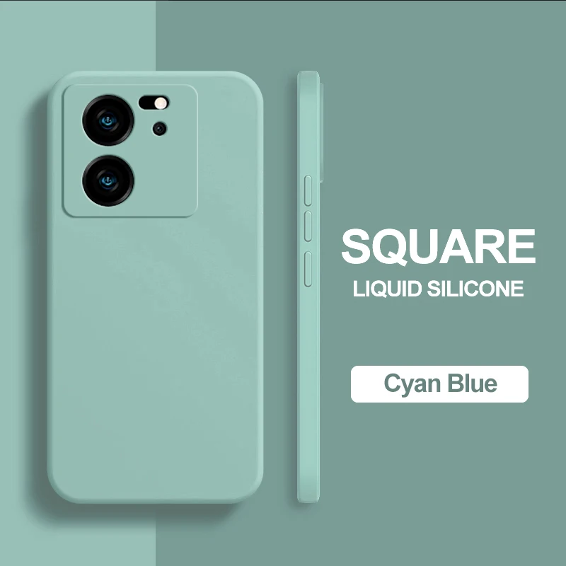 Square Liquid Silicone Shockproof Case with Camera Lens Protector