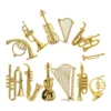 13 Pcs Gold Plated Mini Instruments Musical Pendant Diy Home Decor Plastic naments Christmas Accessories Miniature Harp Lyre Kit 4