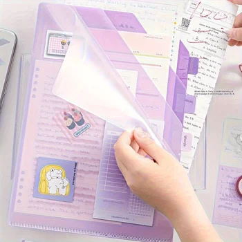 Cartella Multistrato Sfumata A4 per Classificazione a Temi, Cartella Trasparente a L per Test, Cartella Classificazione a 6 Strati