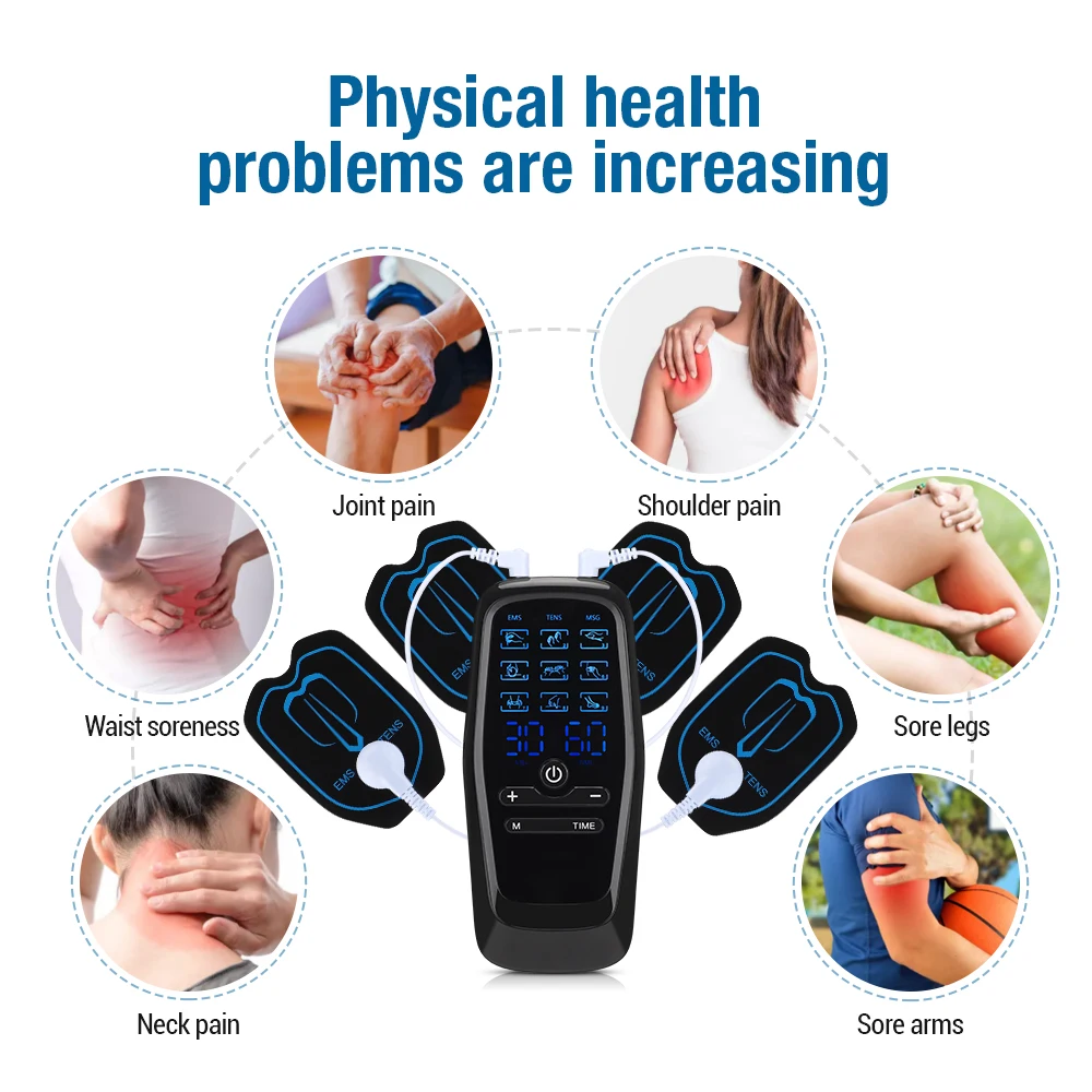 Household Massage Therapy Electric Muscle Stimulator 9 Modes 30 Gears Dual Pulse Dual Output Digital Physiotherapy Massager