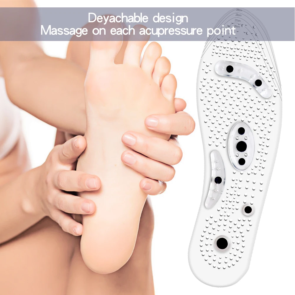 Magnetic Therapy Silicone Insoles Transparent Massage Insoles Weight Loss Slimming Foot Pain Relief Health Care Shoe Pad Sole images - 6