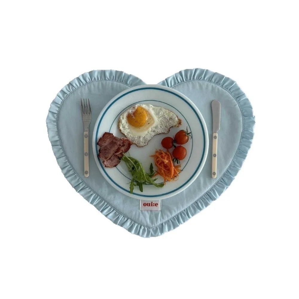 New Heart-shaped Placemats Dining Table Plaid Loving Western Food Mats Decorative Pleated Lace Water Cup Mat Home Decor - 3