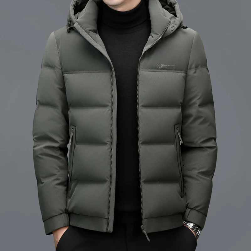 YX-5803 Extreme Cold Warm Down Jacket Men's Thick Winter White Duck Down Collar Jacket New Cold Proof Hat Detachable