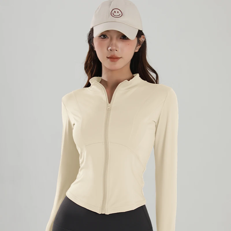 Sports Jacket Yoga Top Yoga Shirt Sports Shirt Yoga Jacket Women's Quick Dry Sport Jacket Zipper Yoga Coat Fitness Running Hoodie with Thumb Hole for Gym Workout Top Training jacket