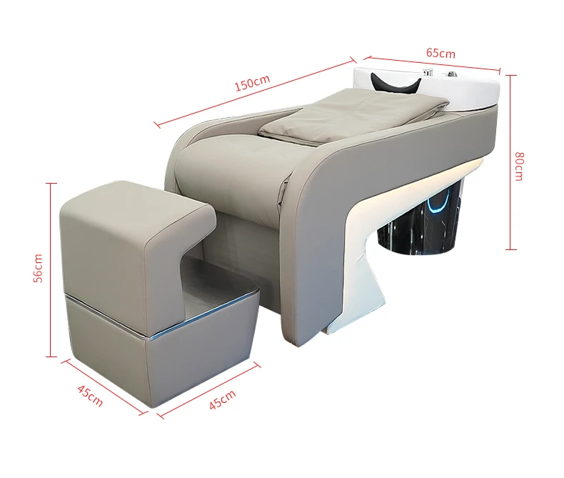 

Novel LED semi-lying shampoo bed ceramic basin rubber pillow