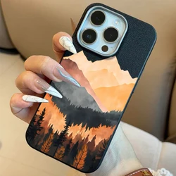 Mountain Sunset Pattern Phone Case Cover - iPhone 15 (Black)