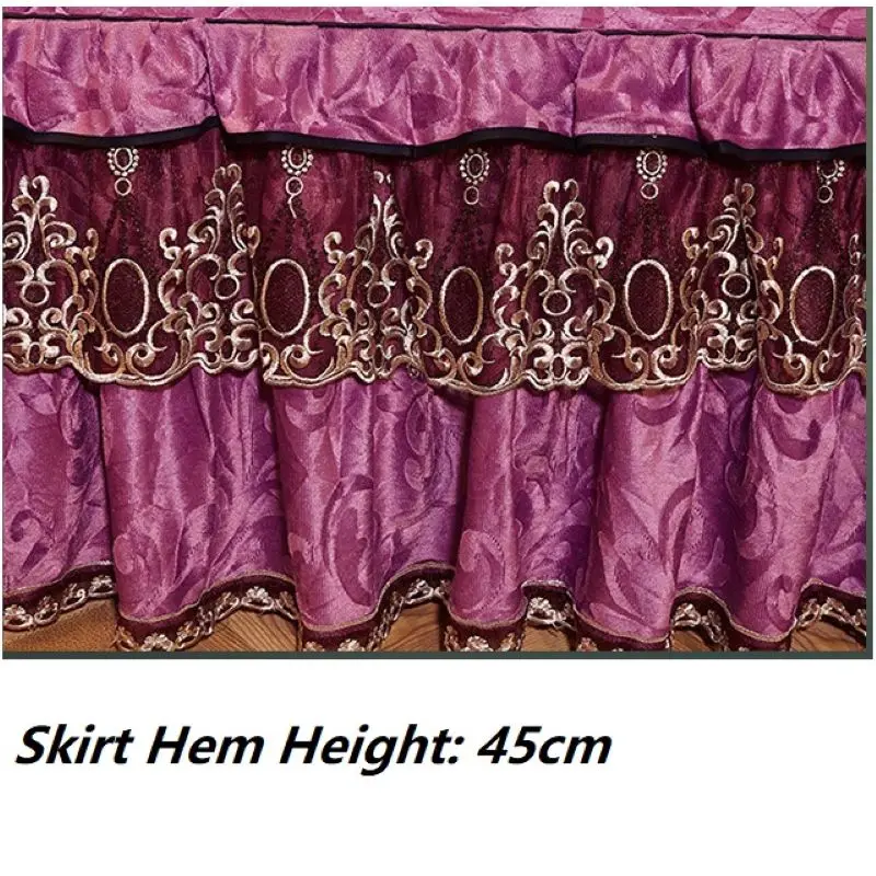 European Velvet Plush Quilted Bedspread Queen Size Embossing Bed Skirt Soft Bed Cover