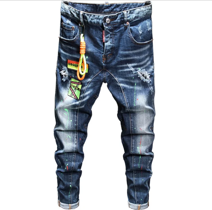 直営 Dsquared2カジュアルファッション 塗装ブルージーンズパッチ 同じ男性と女性 サイズ44 54 Gp 1074 海外限定 Signature Johaness Com