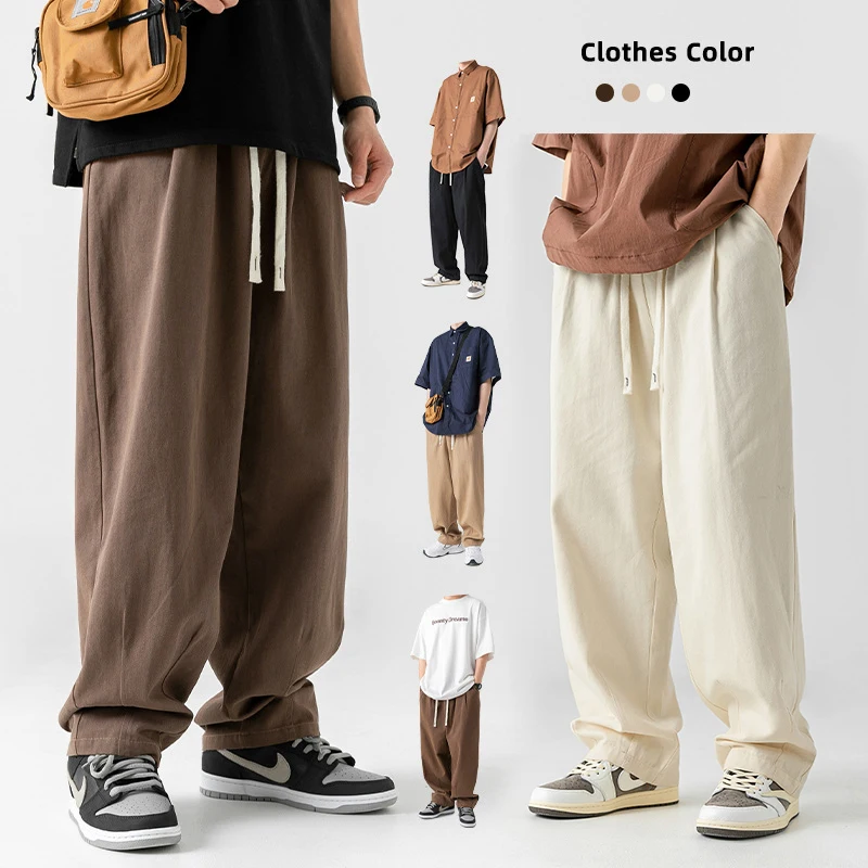 Japanese Style Oversized Pants Baggy Loose Wide Leg Trouser Y2k Male Cotton Trendy Casual Retro Streetwear Vintage Hip-Hop Harem