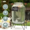 2 Gallon Glass Beverage Dispenser, Metal Base, Stainless Steel Spigot & Hanging Chalkboard - Outdoor Drink Dispenser for 3