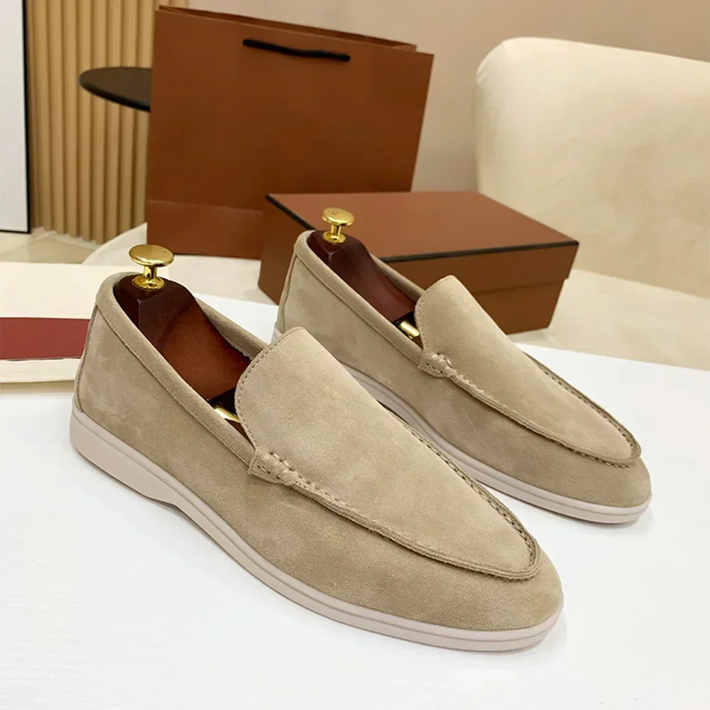 Loafers New Spring and Autumn Suede Leather Flat Genuine Leather Men Walking Shoes Lazy Soft Bottom Casual Shoes big size