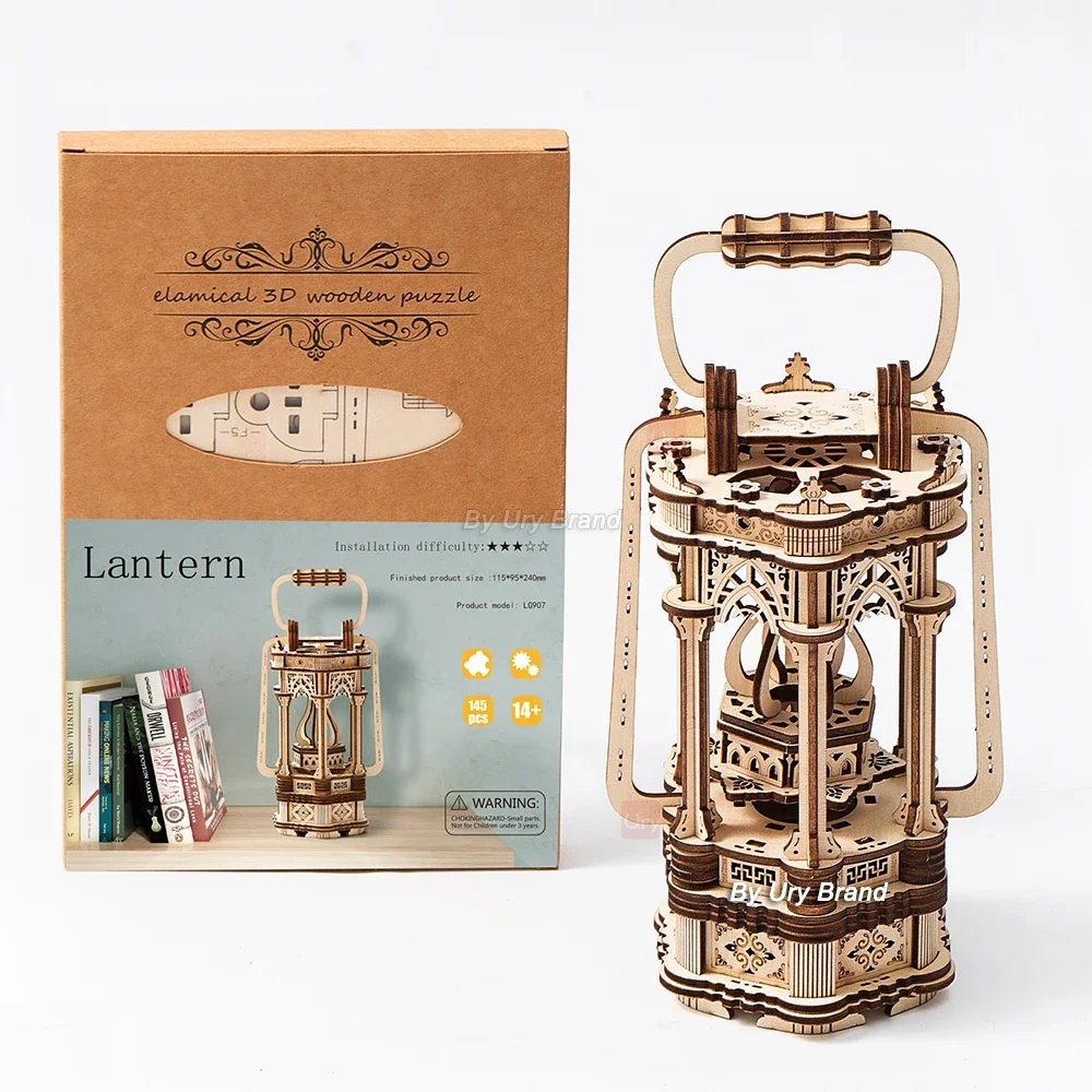 URY 3D Puzzle in Legno Lanterna Fai da Te Vintage Luce Lampada da Comodino Modello di Montaggio K di Costruzione Decorazione da Scrivania Regalo per Adolescenti Adulti  26