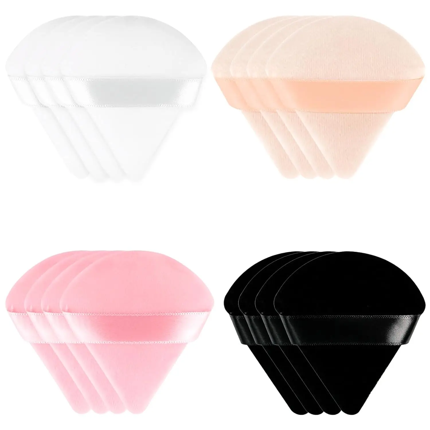 16-Piece Triangle Powder Puff Set – Soft Velour Makeup Puffs for Foundation, Powder & Blending – Reusable Beauty Sponges