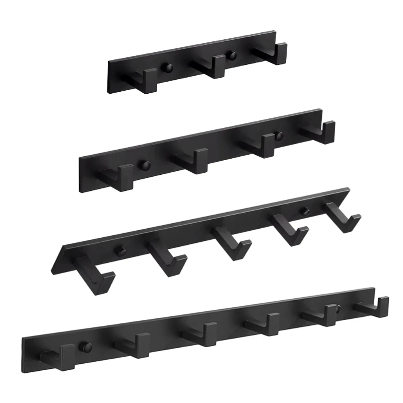 

Black Painted Towel Holder Rack Clothes Hook with 3/4/5/6 Hooks Hardware for Coat Hat Towel Purse Robes Bathroom DropShip
