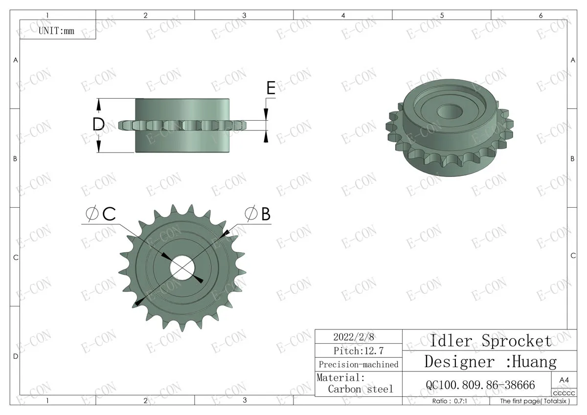 Description Picture 2 of item1 PCS 08B Idler Sprocket 14 Teeth Bore 15mm Single Bearings Metal for Timing Gear Roller Chain