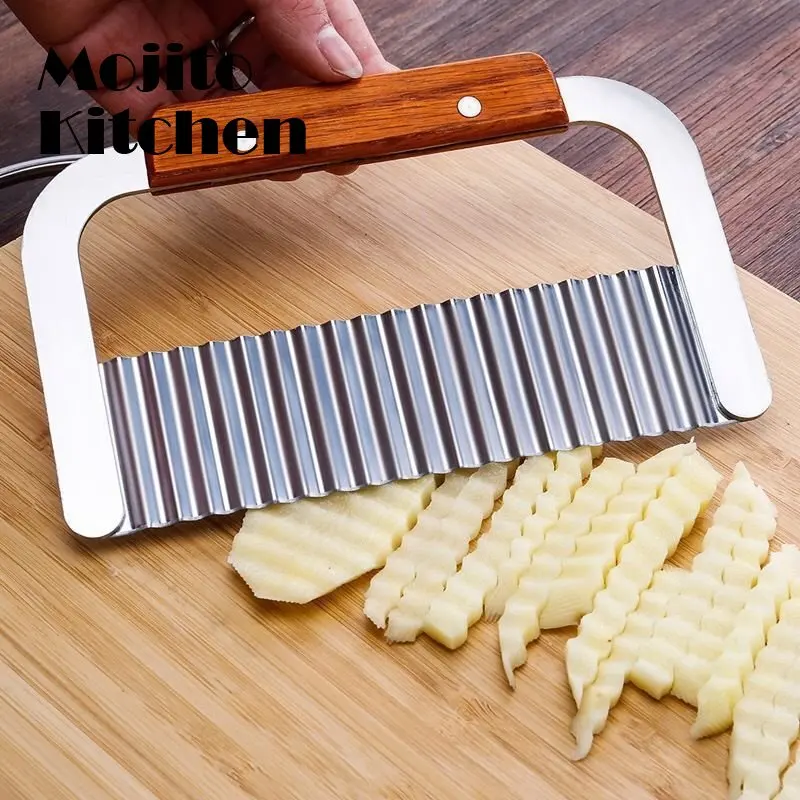 

1PC Potato Slicer Wavy Crinkle Cutting Tool Vegetable Fruit Salad Chopping Knife French Fries Maker Food Grade Blade Kitchen Use