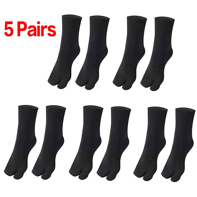 

5 Pairs Harajuku Japanese Two Finger Socks Women Men Sports Flip Flop Sandal Split Tabi Toes Socks Breathable Solid Two-Toe Sock