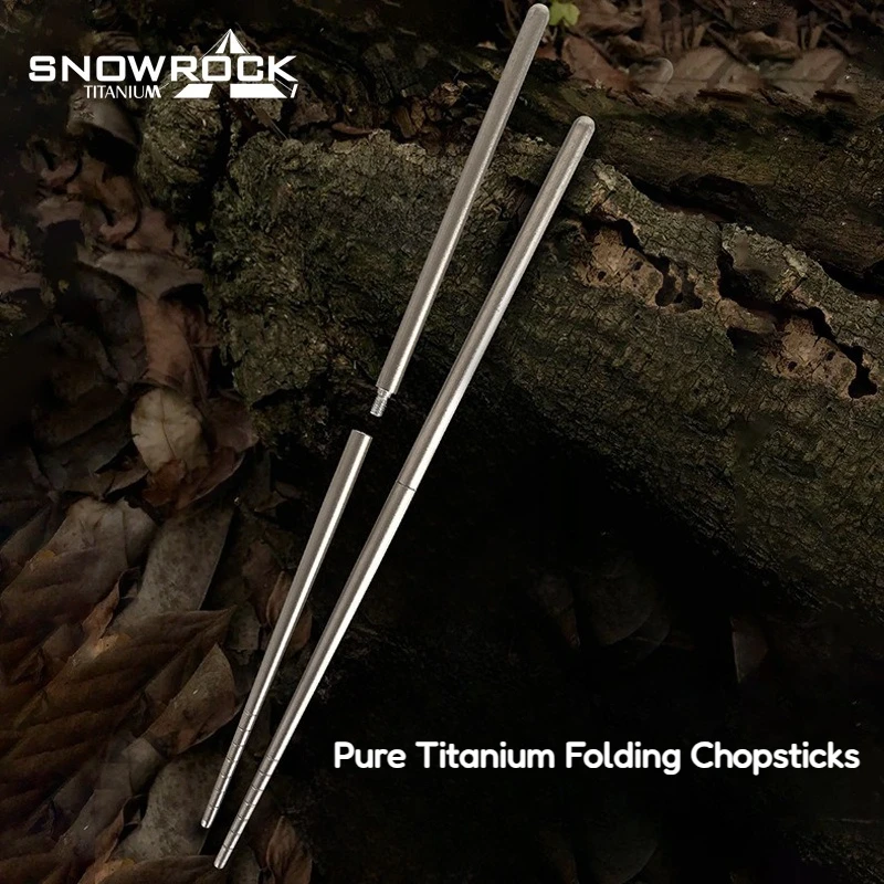 SNOW ROCK 티타늄 분리형 젓가락, 항균 식기류, 캠핑용 야외 식기류, 접이식 텔레스코픽 젓가락