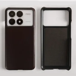 Luxurious Oil Wax Pattern Genuine Leather Phone Case - Premium Protective Back Cover for Poco X3 (Dark Brown 5205)
