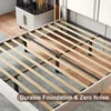 Upholstered Queen Size Bed Frame with Velvet Fabric Headboard Strong Wooden Slats Support Noise Free No Box Spring Neede 4