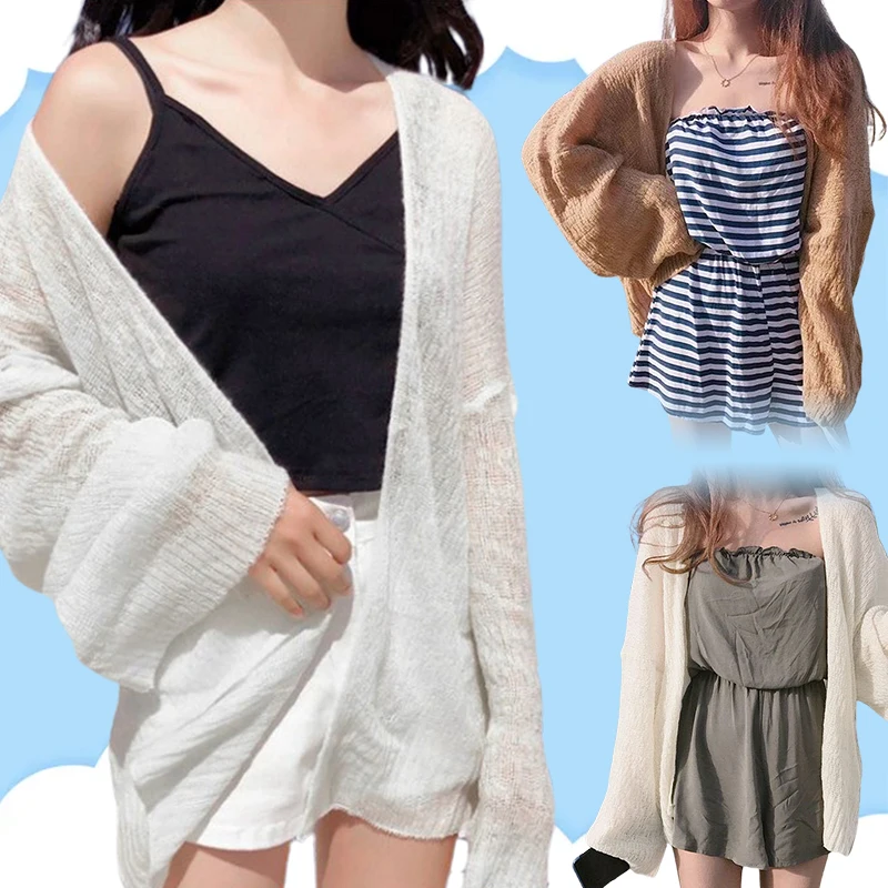Women's Cover Up Cardigan Thin & Loose Knitted Beach Coverup Sun