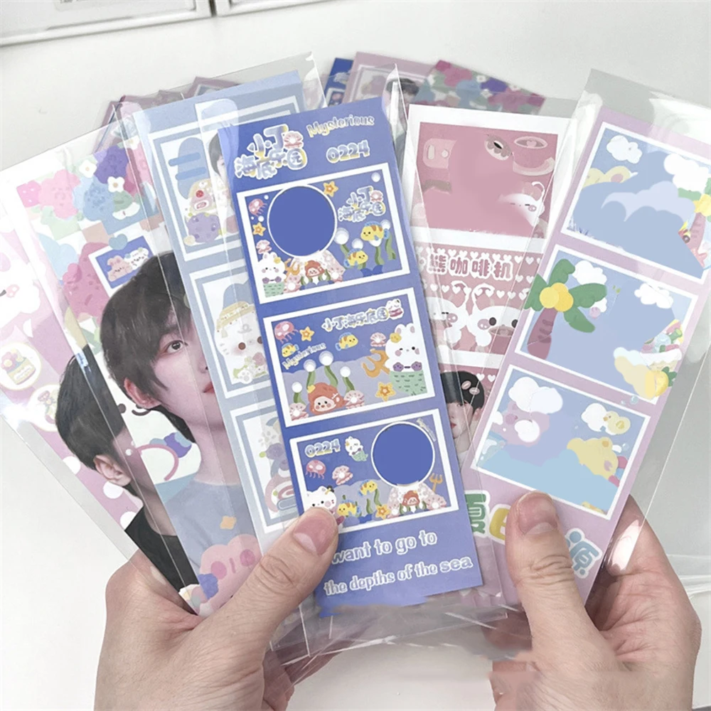 Card Protector Idol Card Protector Photo Card Holder 100Pcs 4 Grid Clear Photo Card Sleeve Idol Photo Bookmark Protective Cover Small Card Organizer Opp Bag Students Supplies