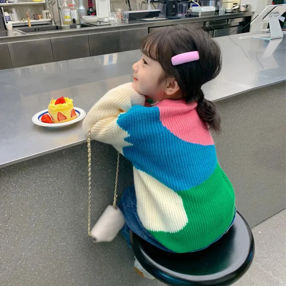 여아용 한국 버전 스웨터, 세련된 다용도, 서양 스타일, 편안한 어린이 겨울 옷