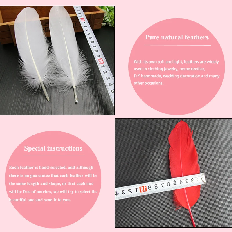 15-20cm Hard Stick Goose Feathers Artificial Swan Pluma Handicraft Accessories Decoration