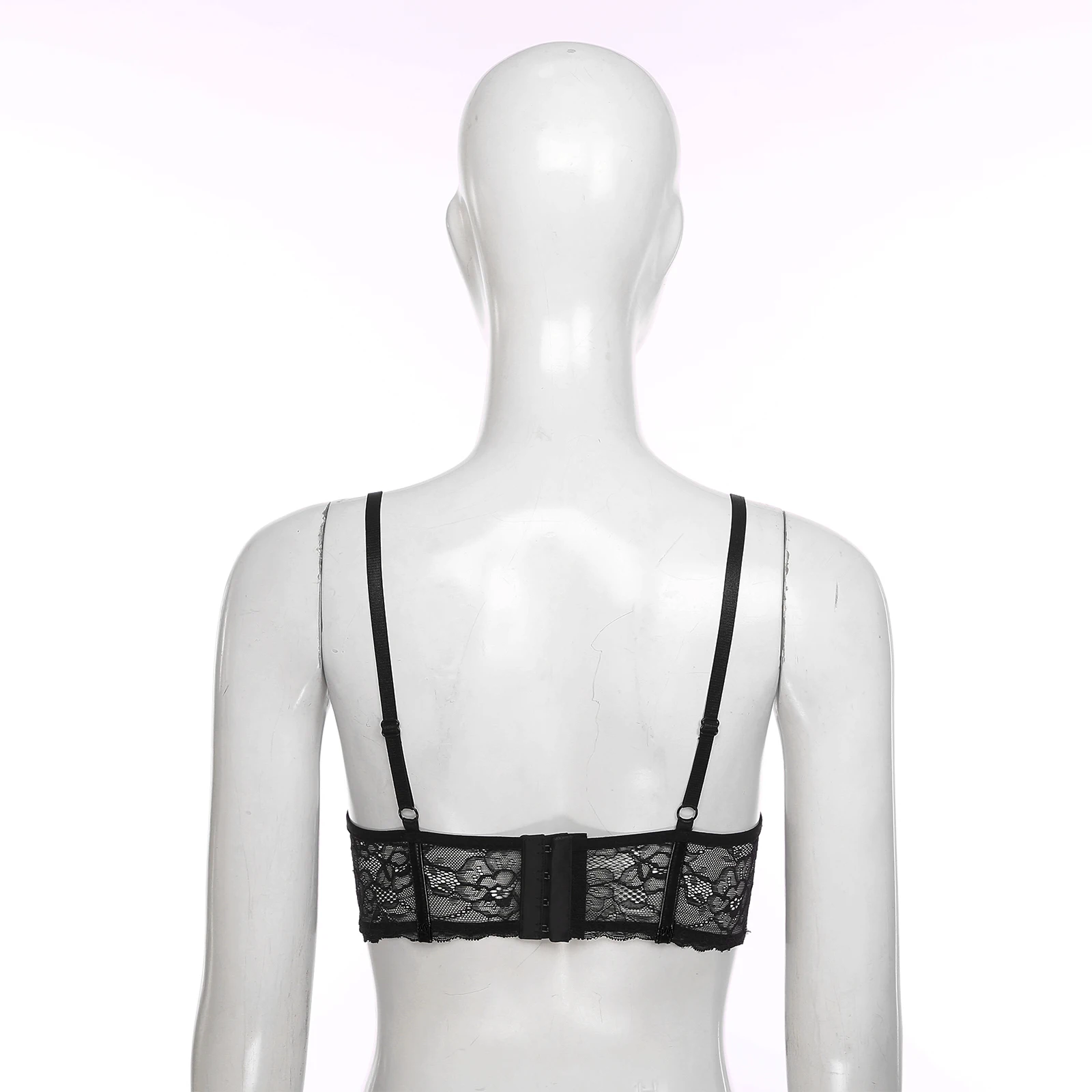 Womens See Through Sheer Lace Lingerie Adjustable Straps 1/4 Cups Bare Exposed Breast Underwire Push Up Bra